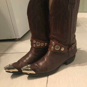 Vtg 1950s MONTANA western cowboy rockabilly harness metal toe tips womens 7 ?